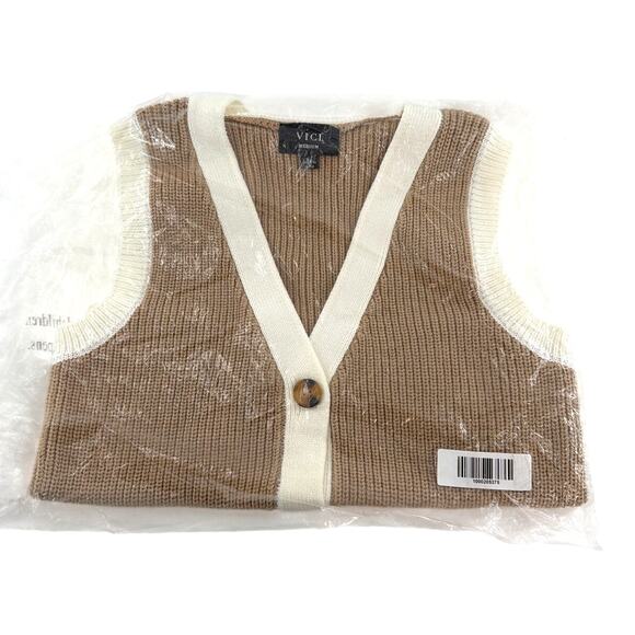 VICI Women's Taupe Knitted Sweater Vest Size M - Picture 3 of 9